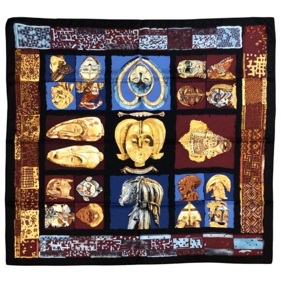 Hermes Black Multi Persona Square Silk Twill Scarf - Picture 1 of 10